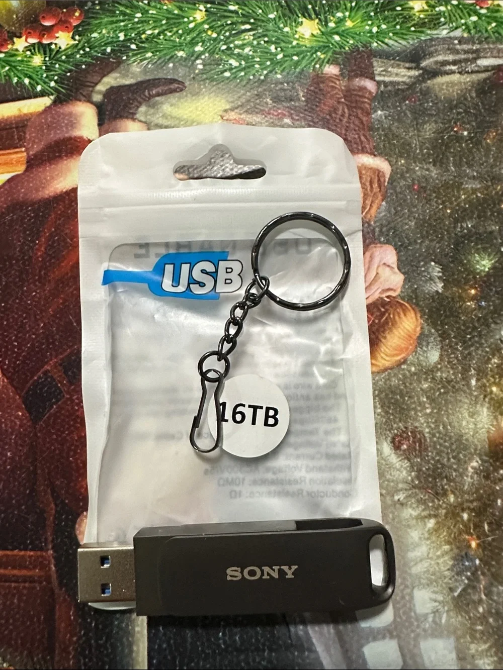 Sony Black USB Flash Drive with Keychain